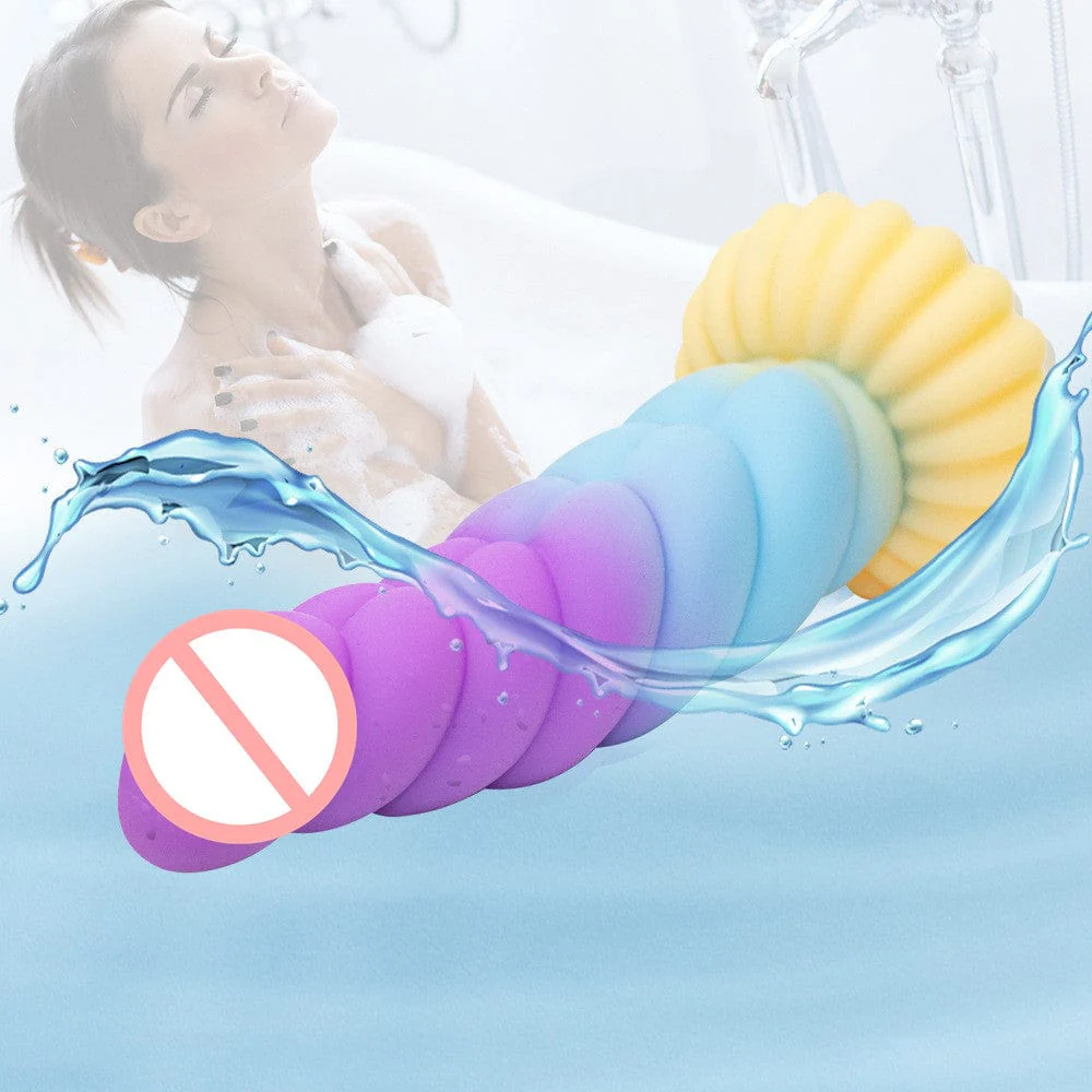 Colorful Braid Dildo Vibrator Liquid Silicone Anal Plug - Image 5