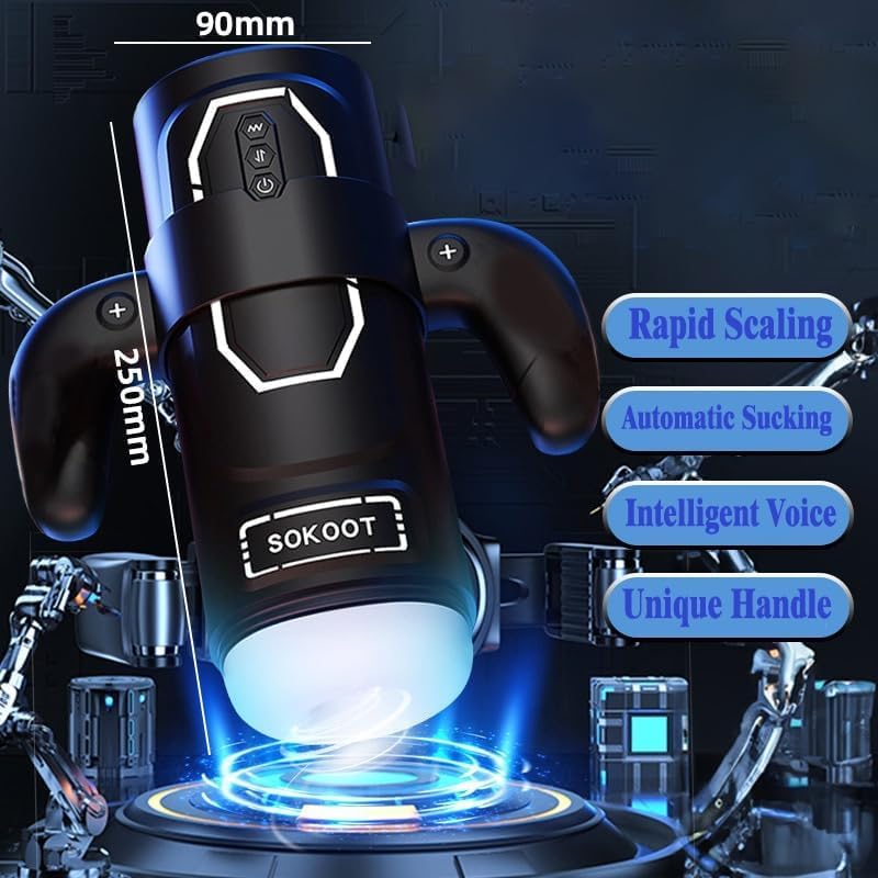 Sokoot Handheld Telescopic Sucking Heating Male Penis Stroker - Image 2