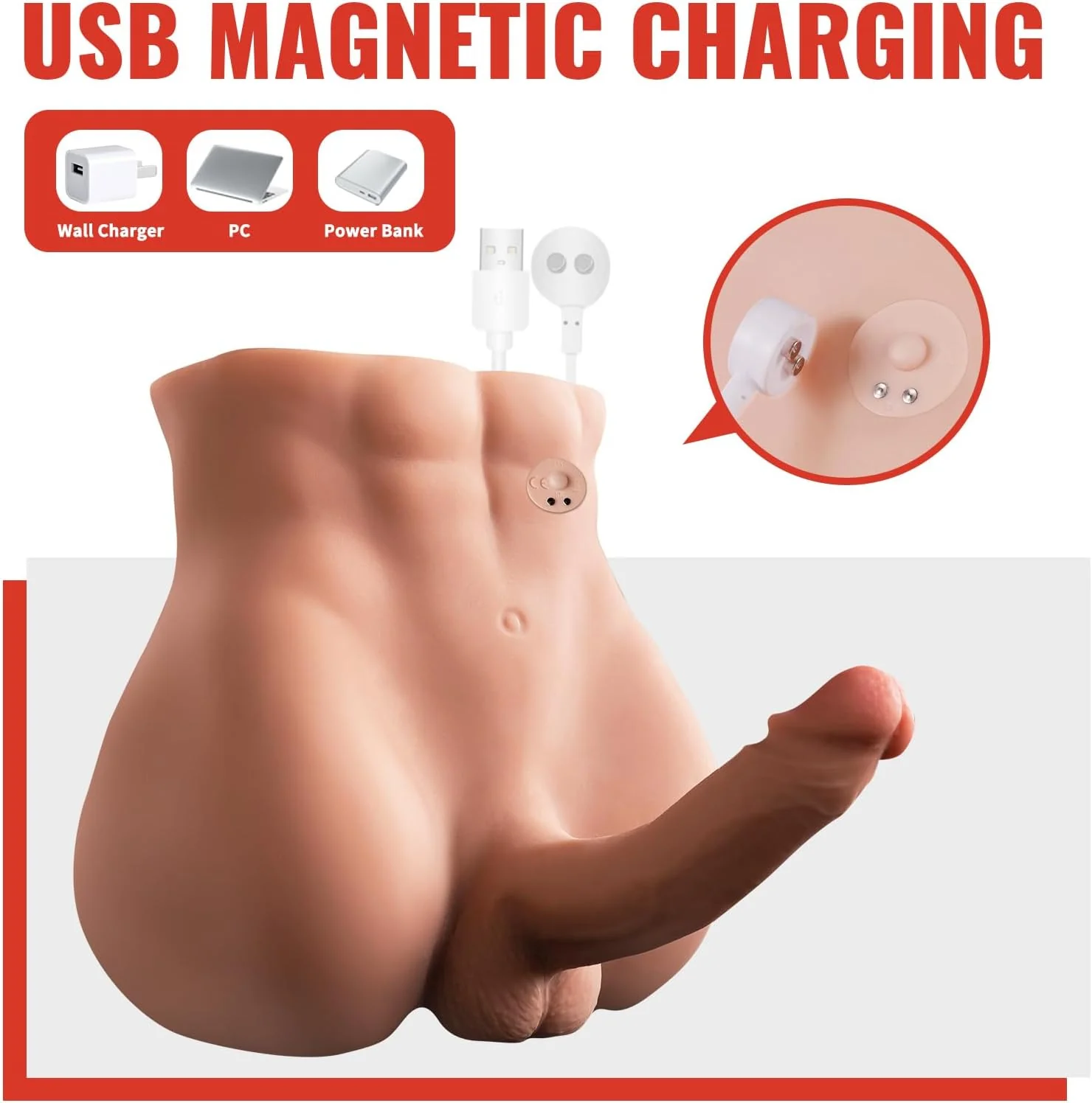 11.46Lb Realistic Male Torso Sex Doll With Thrusting Dildo & Anus - Image 4