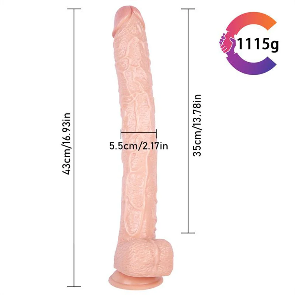 16.93 Inch Strap On Huge PVC Dildo - Image 10
