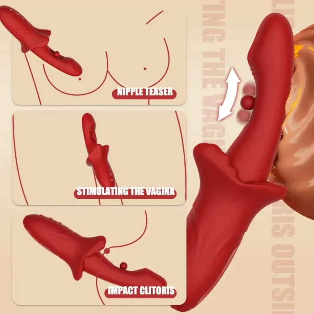 2 In 1 Realistic Lip Slipping G Spot Vibrator - Image 3
