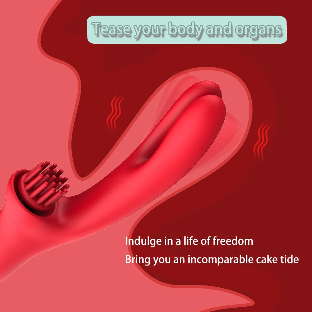 3 In 1 Clit Tickling G Spot Wiggling Dildo Vibrator - Image 5