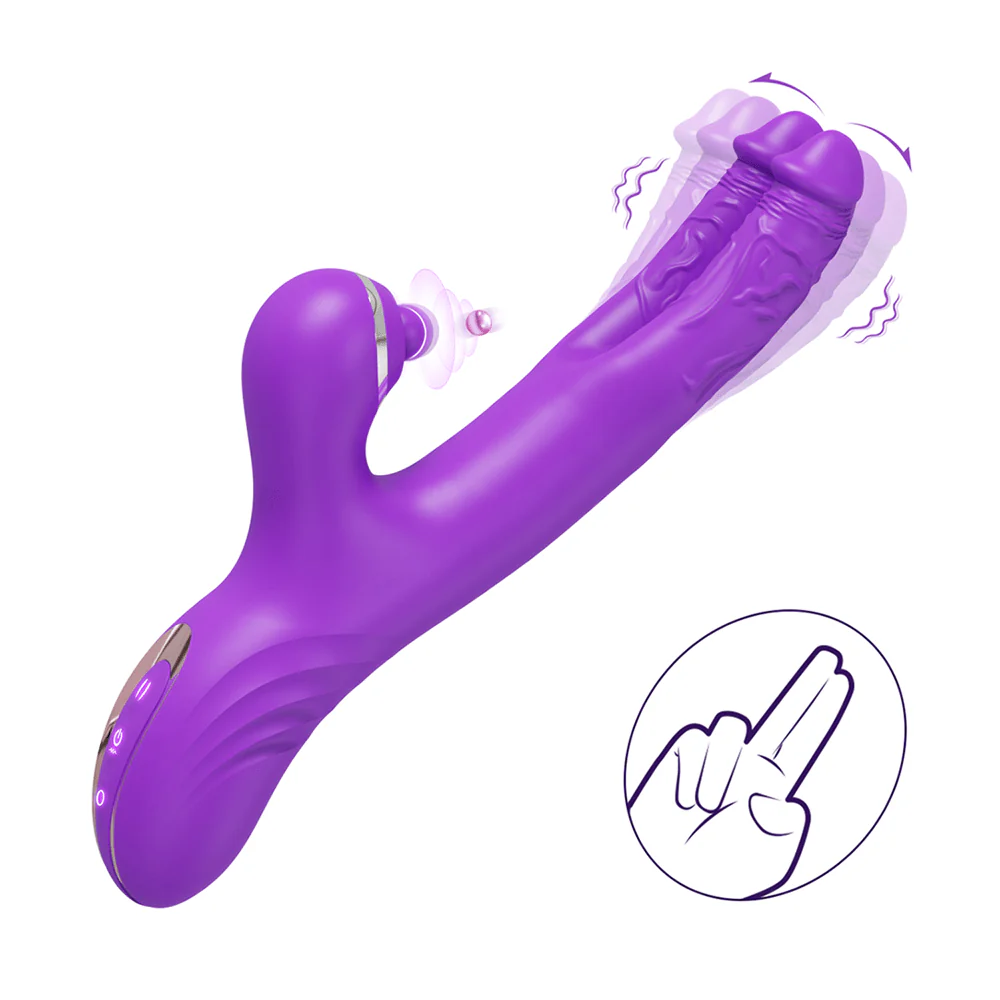 3 In 1 Clitoris Tapping Wiggling G Spot Dildo Vibrator