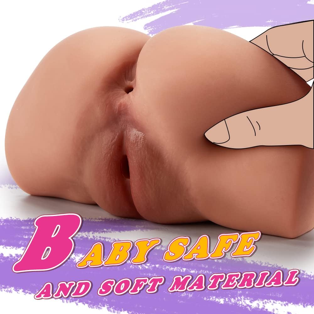 4.1Lb 2-in-1 Realistic Brown Big Ass Male Pocket Pussy with Virgin Tight Labia and Anus - Image 4