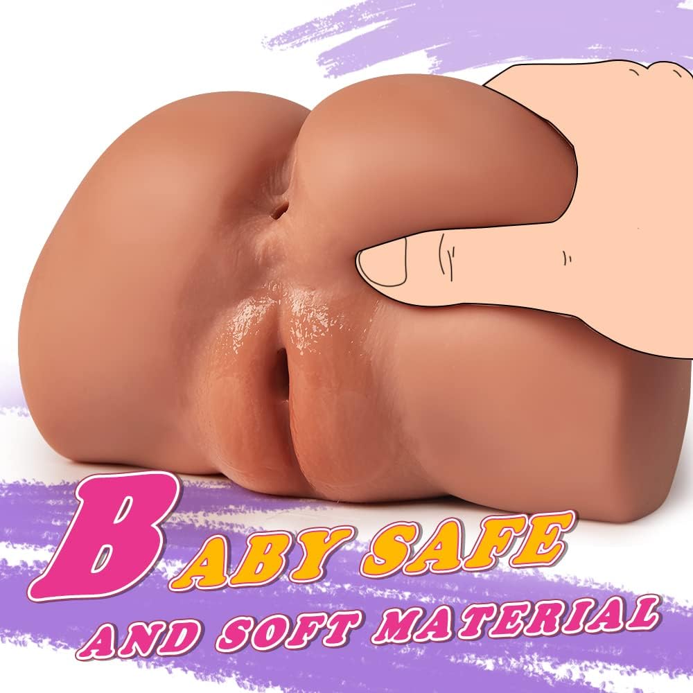 4.1Lb 2-in-1 Realistic Brown Big Ass Male Pocket Pussy with Virgin Tight Labia and Anus - Image 5