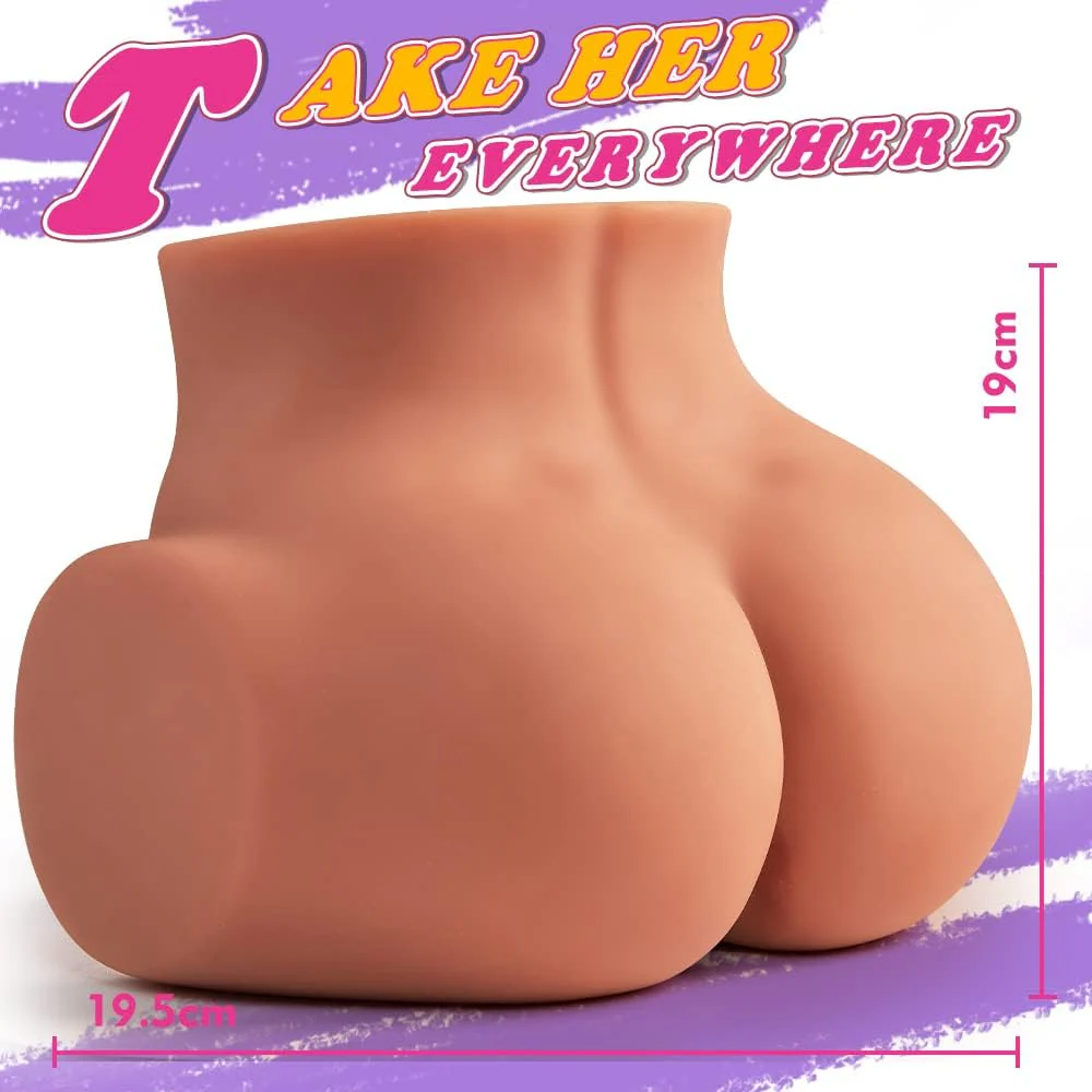 4.1Lb 2-in-1 Realistic Brown Big Ass Male Pocket Pussy with Virgin Tight Labia and Anus - Image 6