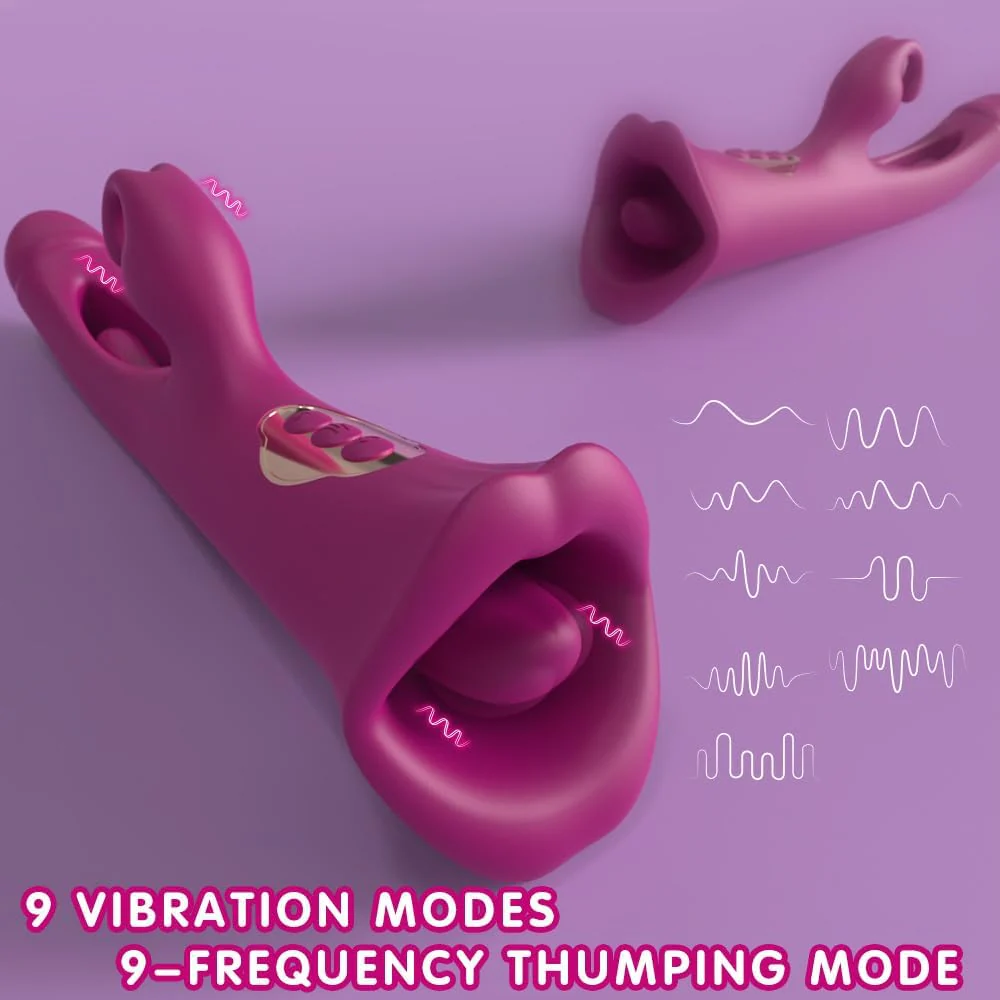 4 IN 1 Rose Muncher Rabbit Vibrator Licking Vibrating Flapping Clit Nipple Stimulator - Image 3