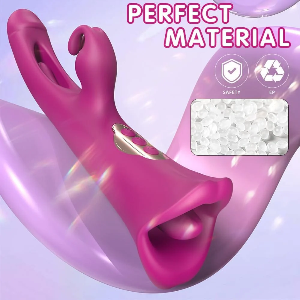 4 IN 1 Rose Muncher Rabbit Vibrator Licking Vibrating Flapping Clit Nipple Stimulator - Image 5