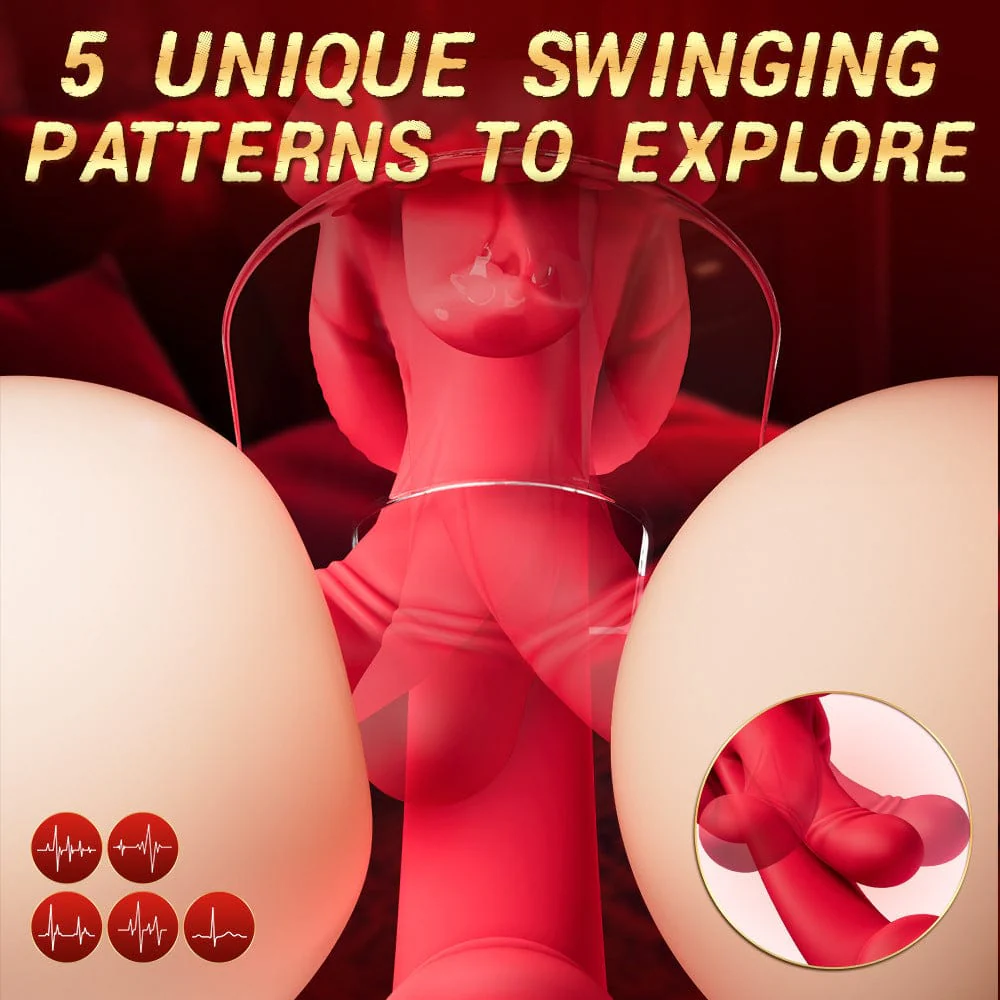 4 In 1 Rose Tongue Swing Vibrating G-Spot Clitoral Stimulation Dildo Machine - Image 3