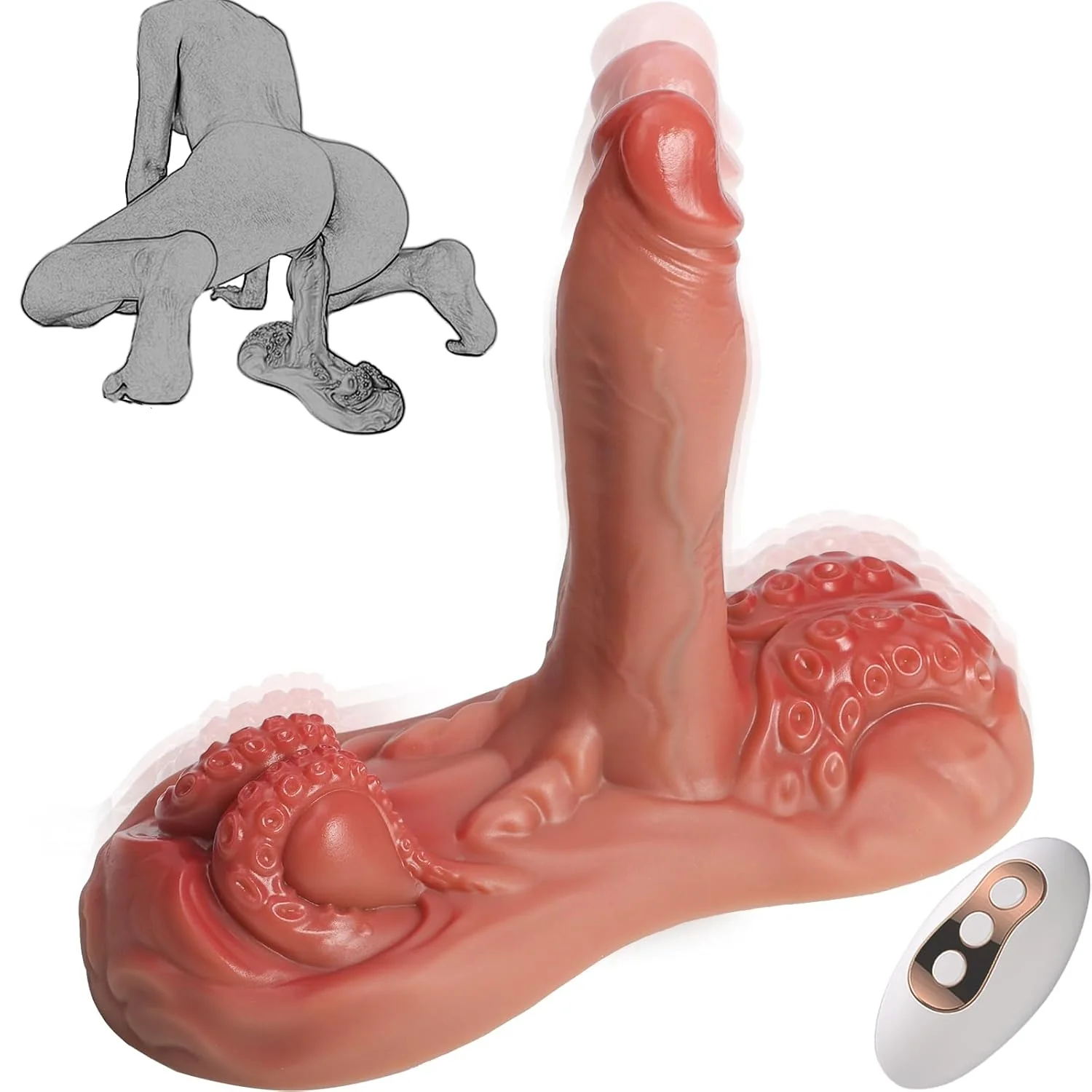 4 in 1 Sit and Ride Monster Dildo Vibrator with Remote Control - Image 2
