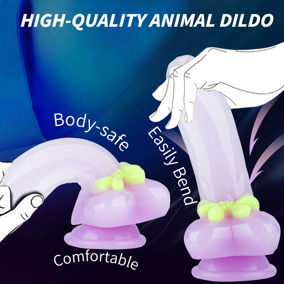 7.48in Gradient Purple Realistic Dildo Butt Plug With Bow - Image 3