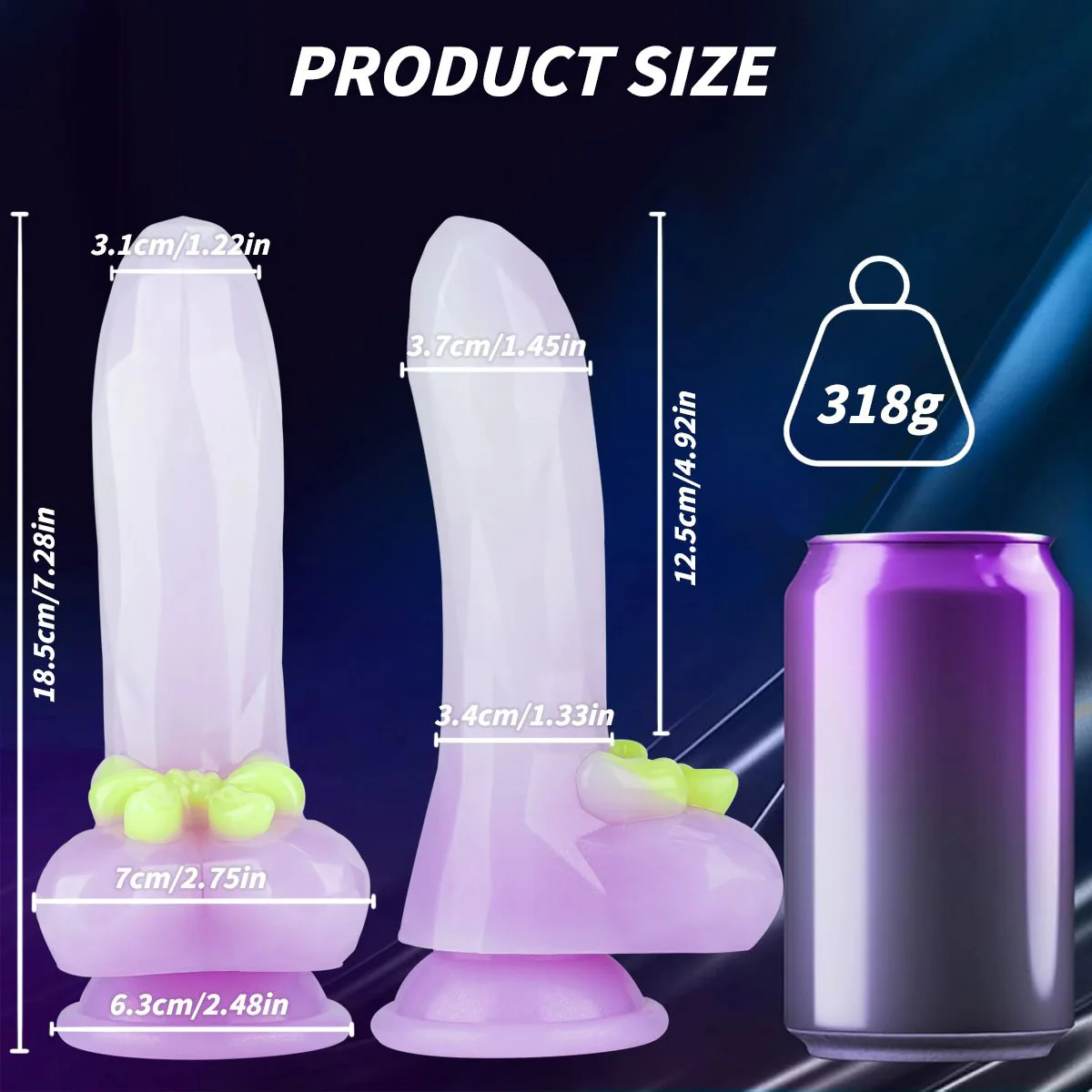 7.48in Gradient Purple Realistic Dildo Butt Plug With Bow - Image 7
