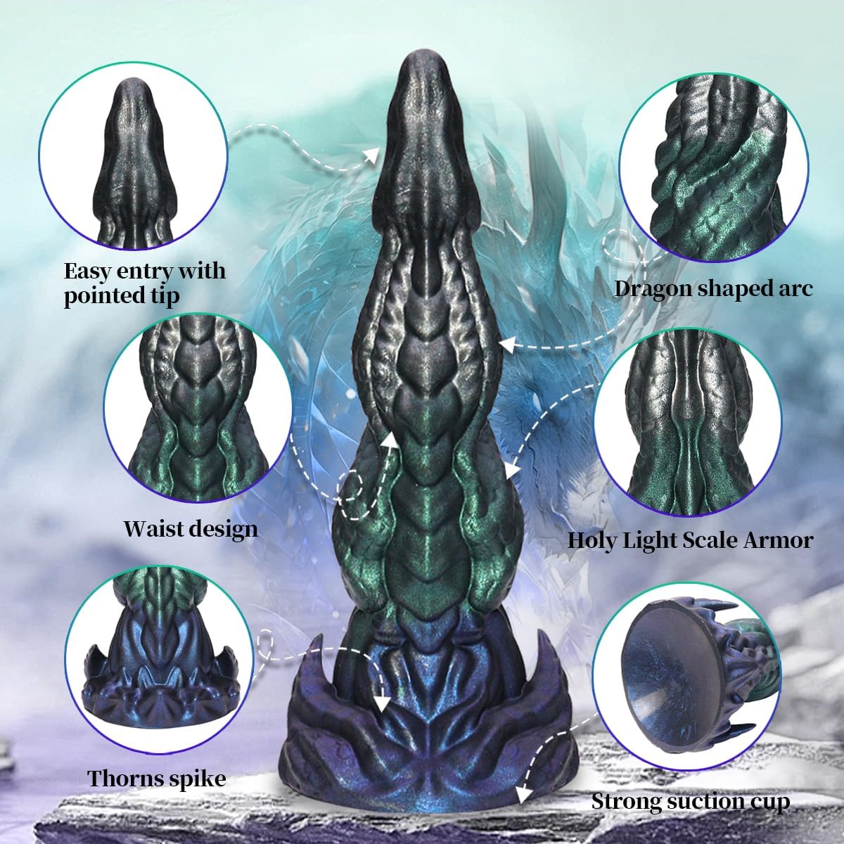 8.46In Dragon Dildo Knot Monster Huge Anal Dildo with Suction Cup - Image 3