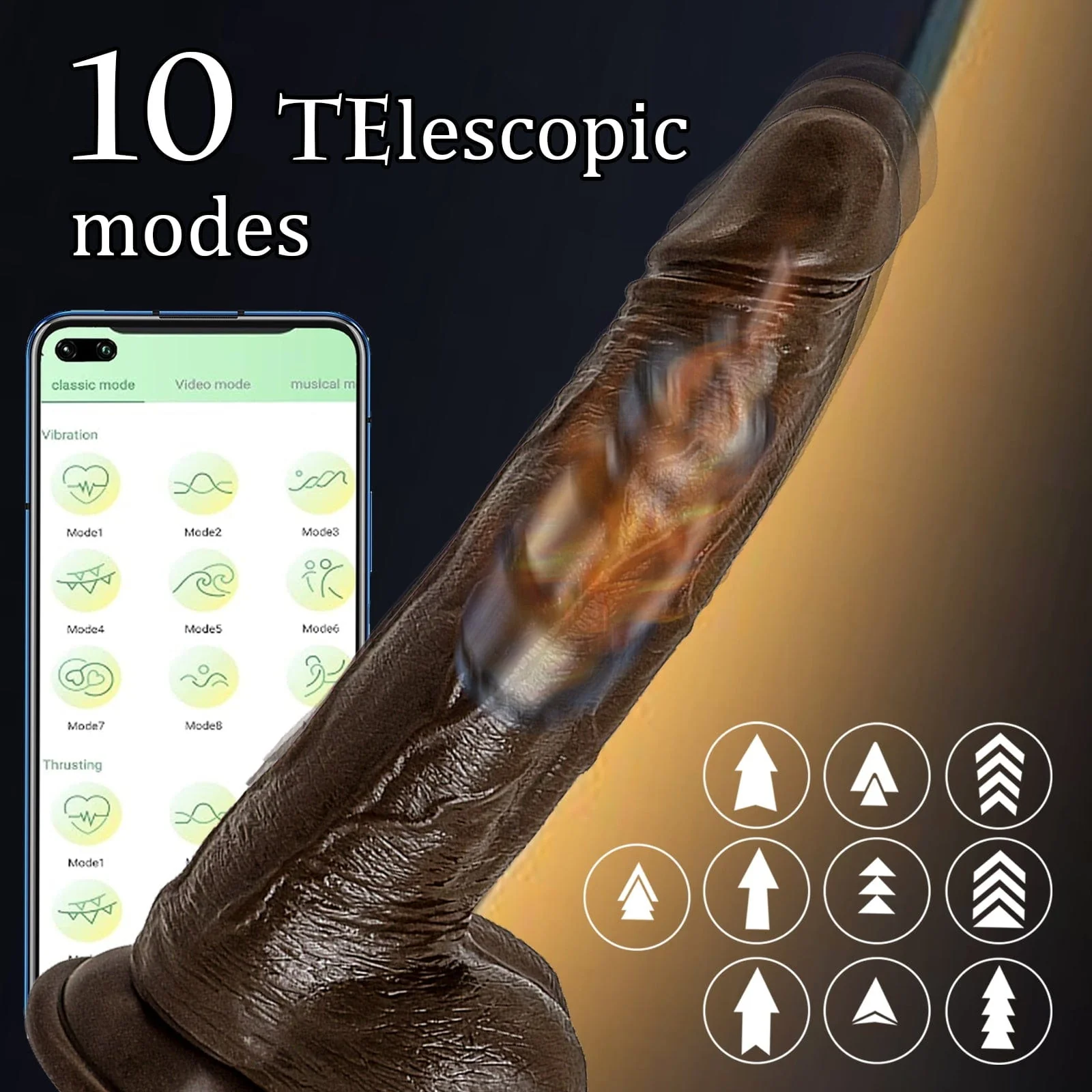 8.6-In Vibrating Thrusting Swing Thick Long Lifelike Dildo With Remote Control - Image 7