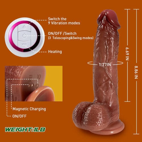 9 Vibrating 3 Telescoping Swing Realistic Dildo Vibrator 8.86 Inch - Image 5