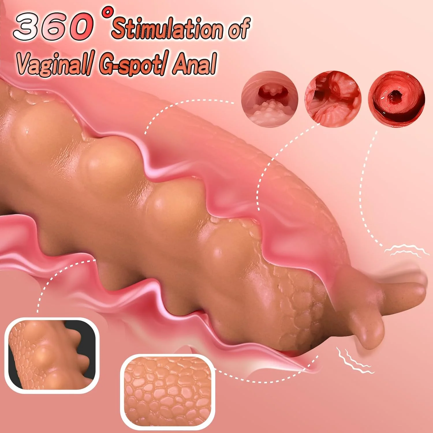 9.06in Thrusting Monster Snail Dildo Vibrator with 3 Thrusting & 9 Vibrating Modes - Image 4