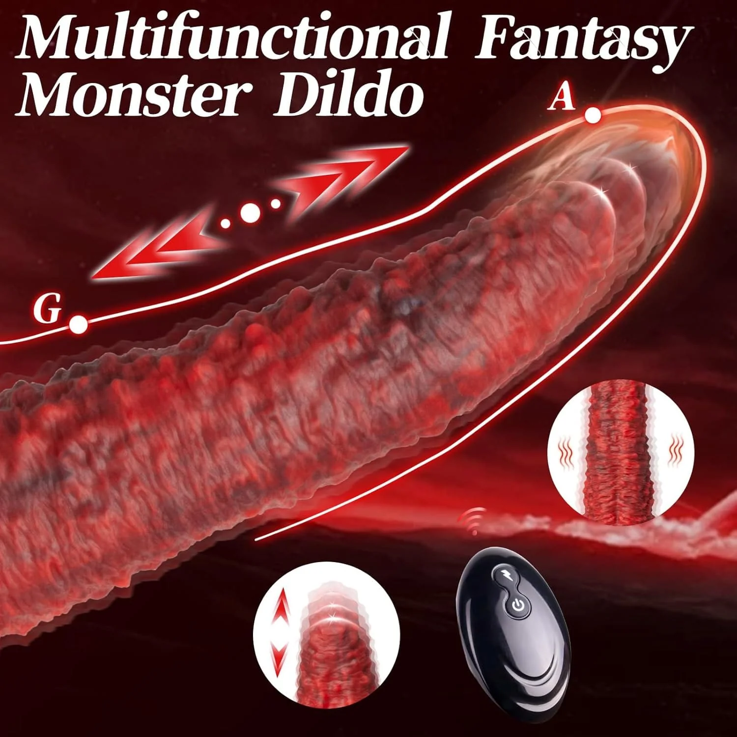 9.5-inch Realistic Monster Tongue Thrusting Dildo Vibrator With Remote Control - Image 3