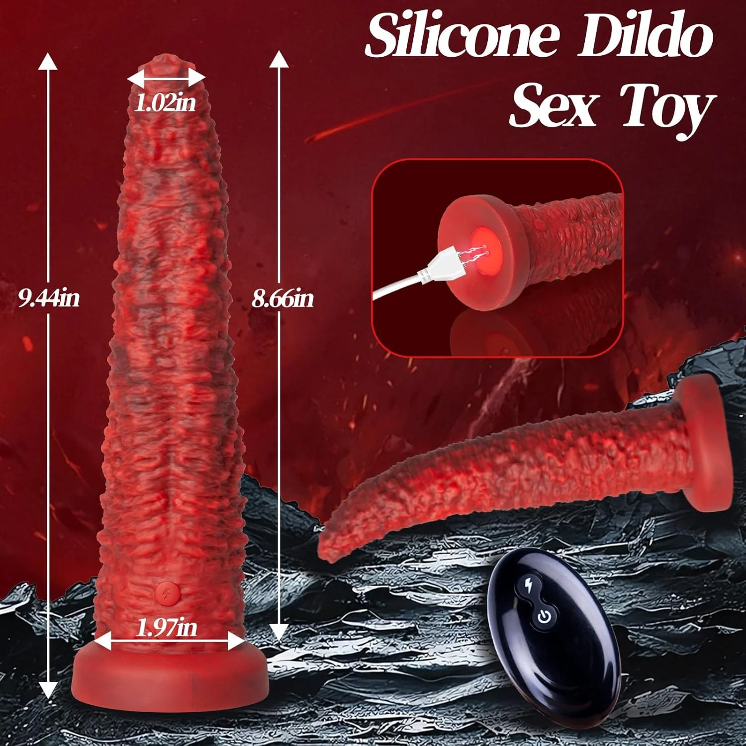 9.5-inch Realistic Monster Tongue Thrusting Dildo Vibrator With Remote Control - Image 6