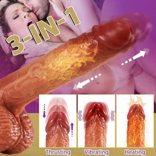 3-in-1 Thrusting 5 Vibrations 42 ℃ Heating Realistic Non-sticky Blush Dildo 7.87 Inch - Image 4
