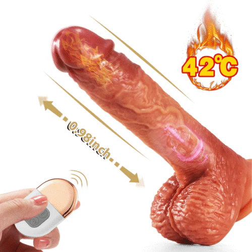 3-in-1 Thrusting 5 Vibrations 42 ℃ Heating Realistic Non-sticky Blush Dildo 7.87 Inch - Image 7