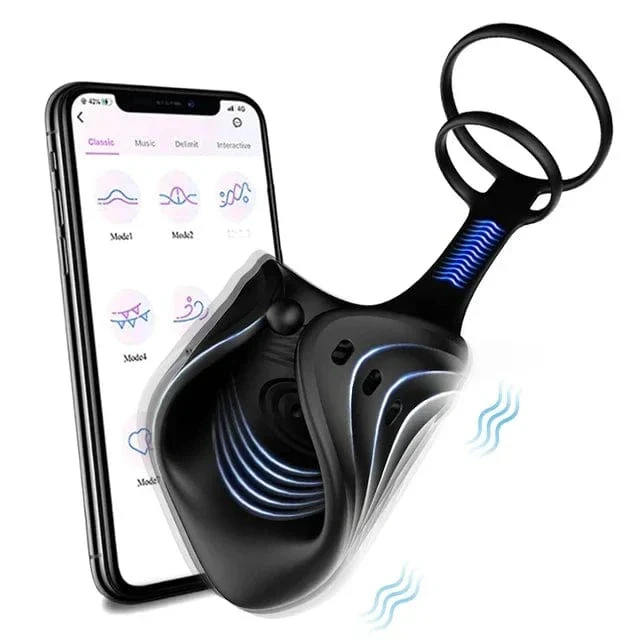 App Wireless Control Cock Ring Adjustable Vibrator Male Penis Trainer - Image 7