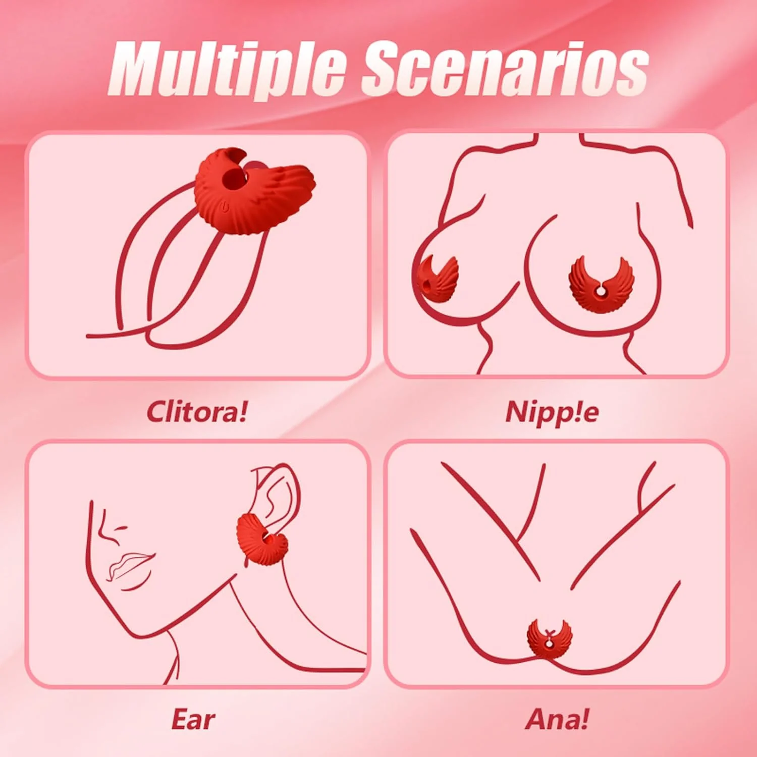 BDSM Angel Wings Vibrating Nipple Clamps with Remote Control - Image 5