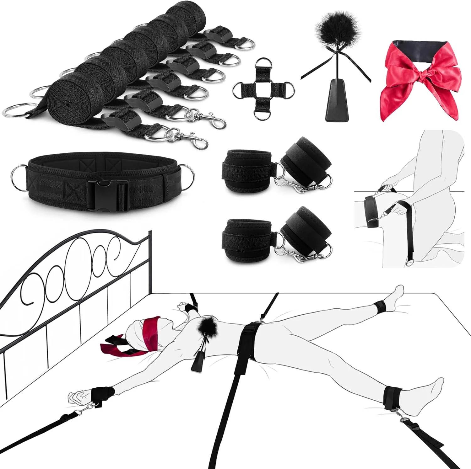BDSM Bed Restraint Bondage Restraints Set For Couple