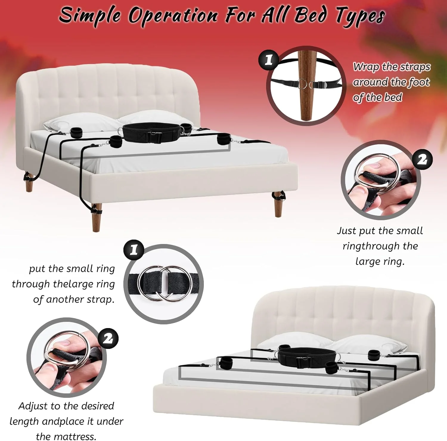 BDSM Bed Restraint Bondage Restraints Set For Couple - Image 2