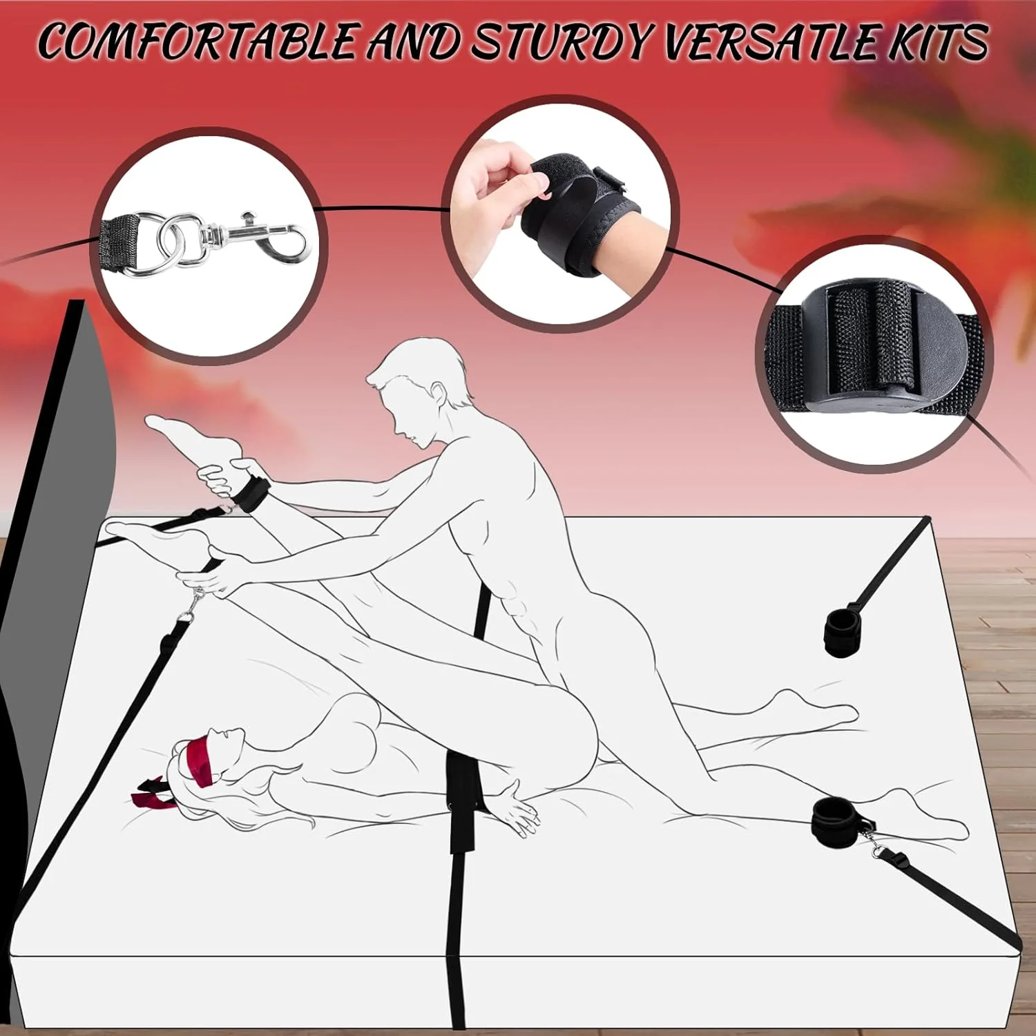 BDSM Bed Restraint Bondage Restraints Set For Couple - Image 4
