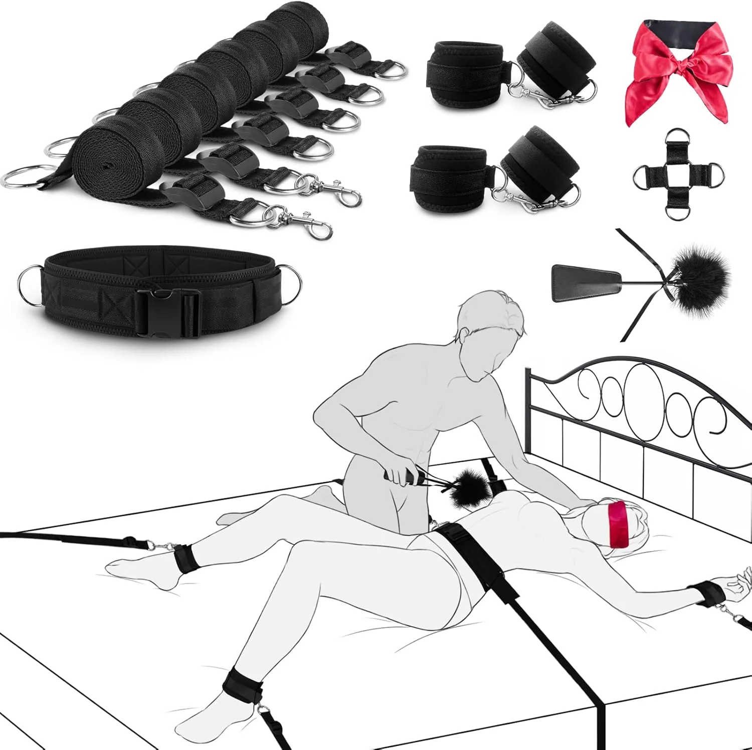 BDSM Bed Restraint Bondage Restraints Set For Couple - Image 8