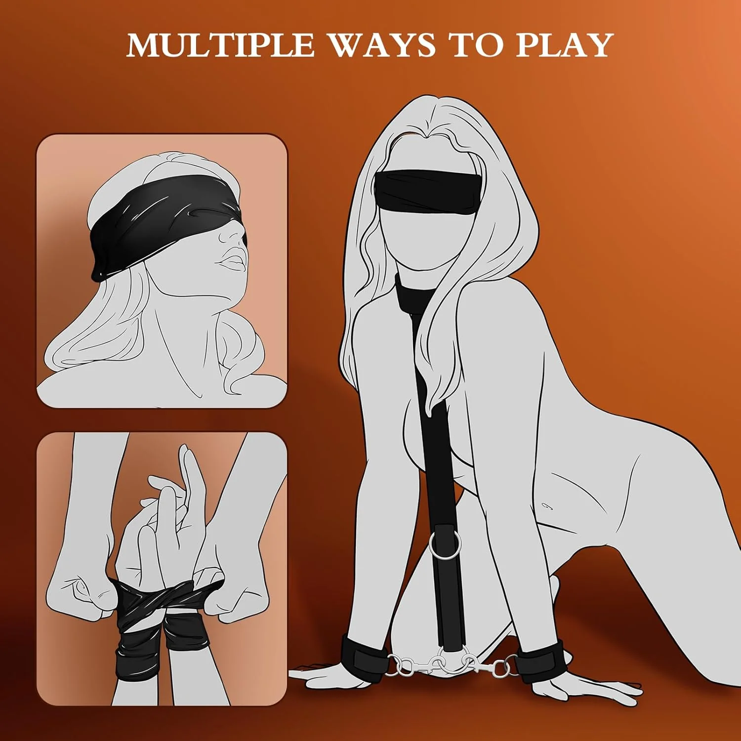 BDSM Kit Neck to Wrist Behind Back Collar Restraints Adjustable Set SM Play - Image 2