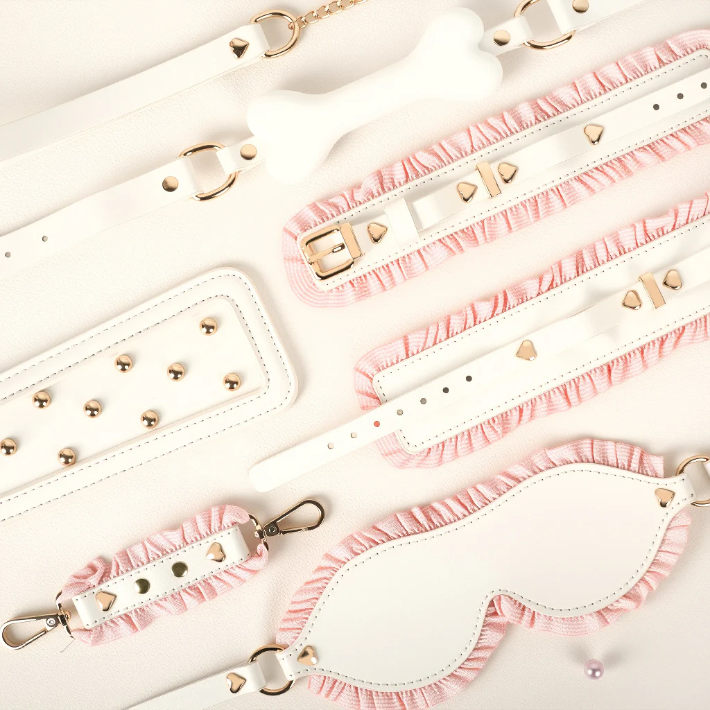 BDSM Lace Maid Leather Bondage Kit Flirting Sex Tool 6PCS - Image 2