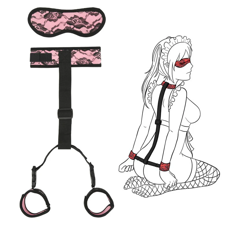 BDSM Neck to Wrist Restraints Backcuffs Bondage Set SM Games Play - Image 10