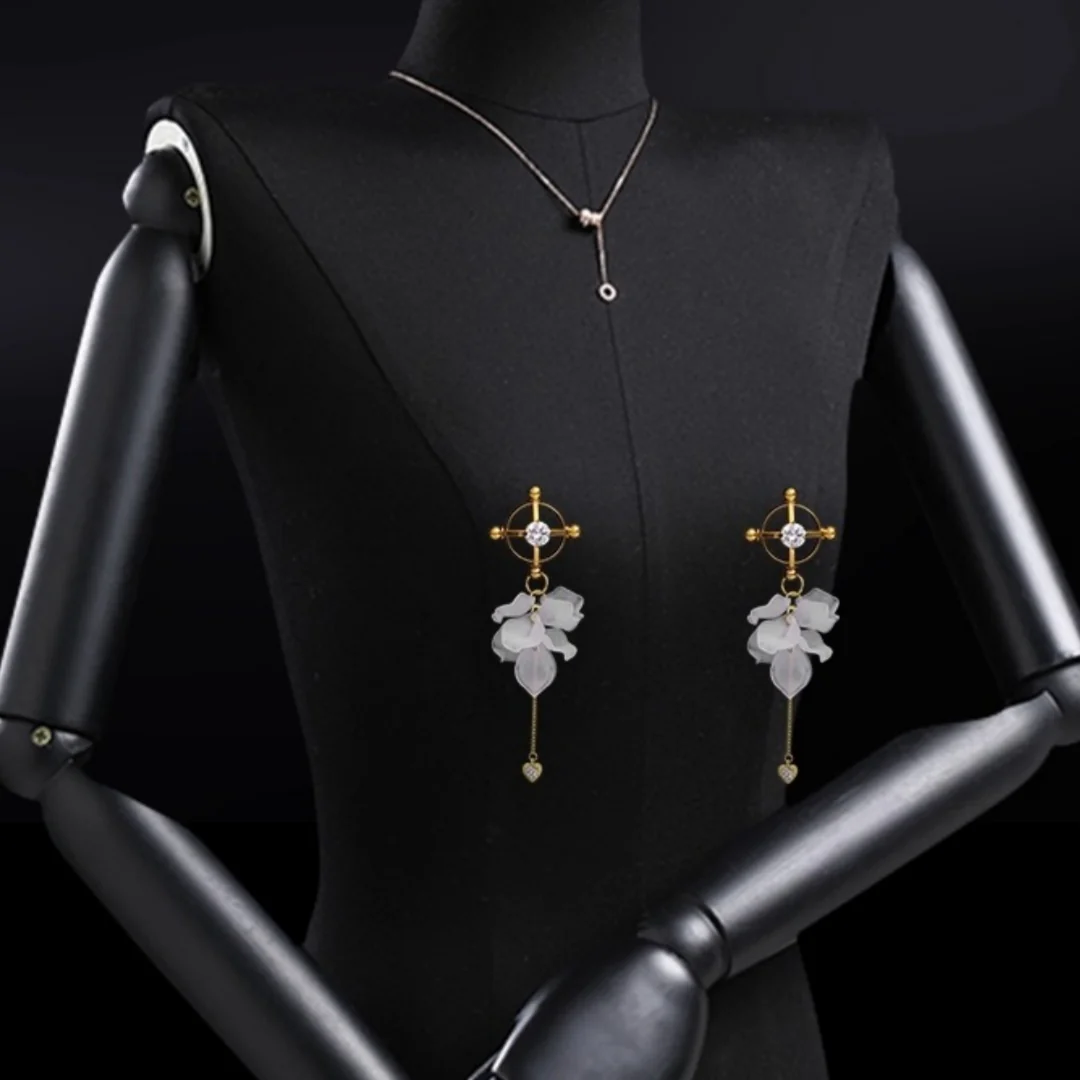 BDSM Petal Heart Cross Nipple Clamps - Image 2
