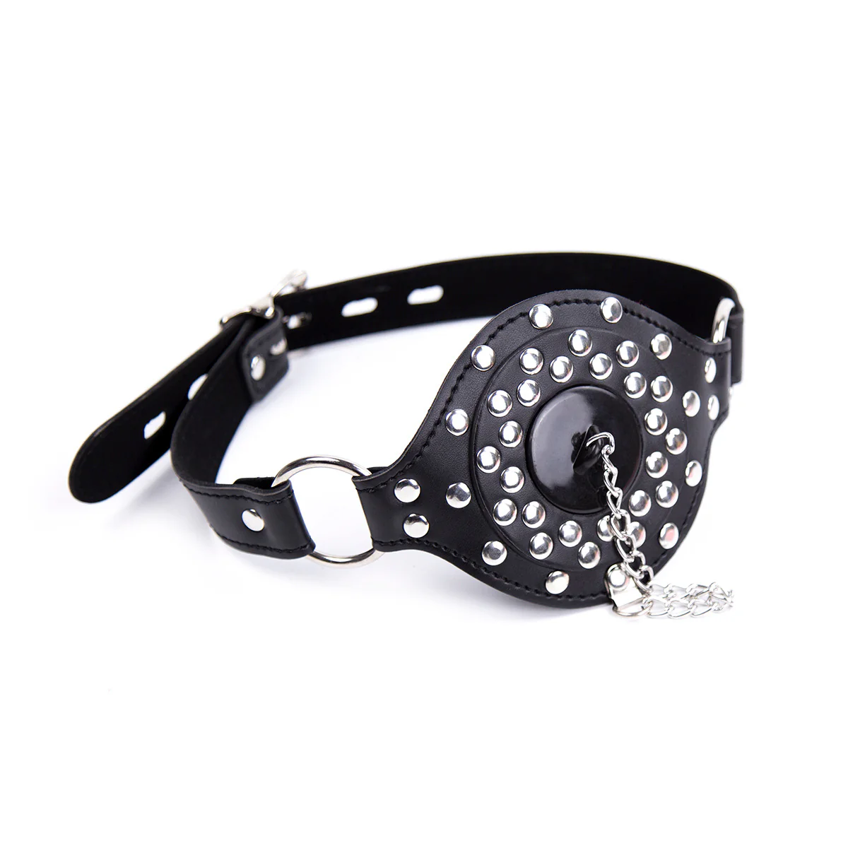 BDSM PU Leather Ball Gag with Cover Mouth Plug - Image 2