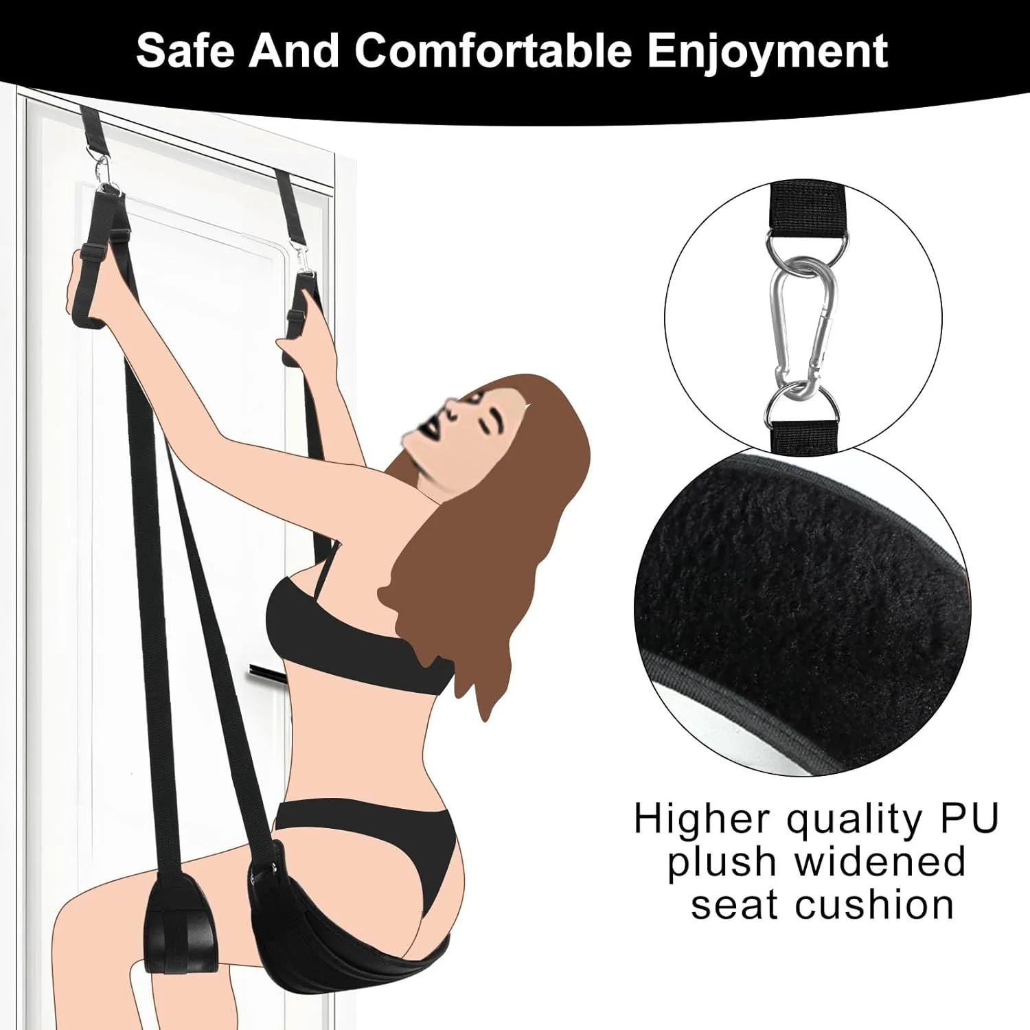BDSM Sex Swing Bondage Slave Soft Plush Sex Slings with Adjustable Restraints for Couple - Image 4