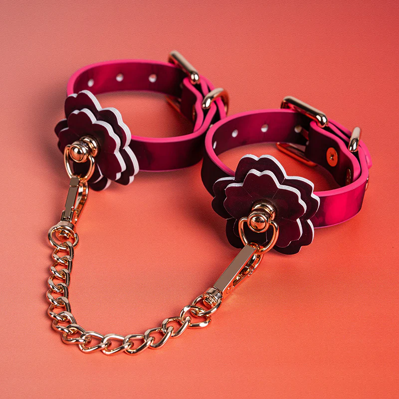 BDSM Temperature-sensitive Color-changing Cherry Handcuffs & Footcuffs Set - Image 2