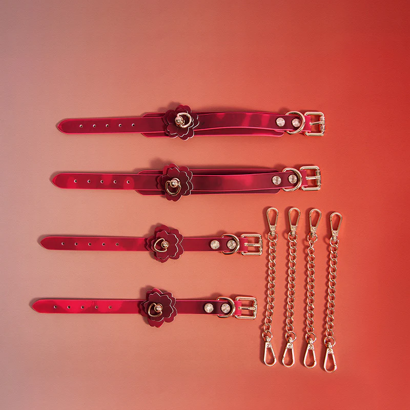 BDSM Temperature-sensitive Color-changing Cherry Handcuffs & Footcuffs Set - Image 4