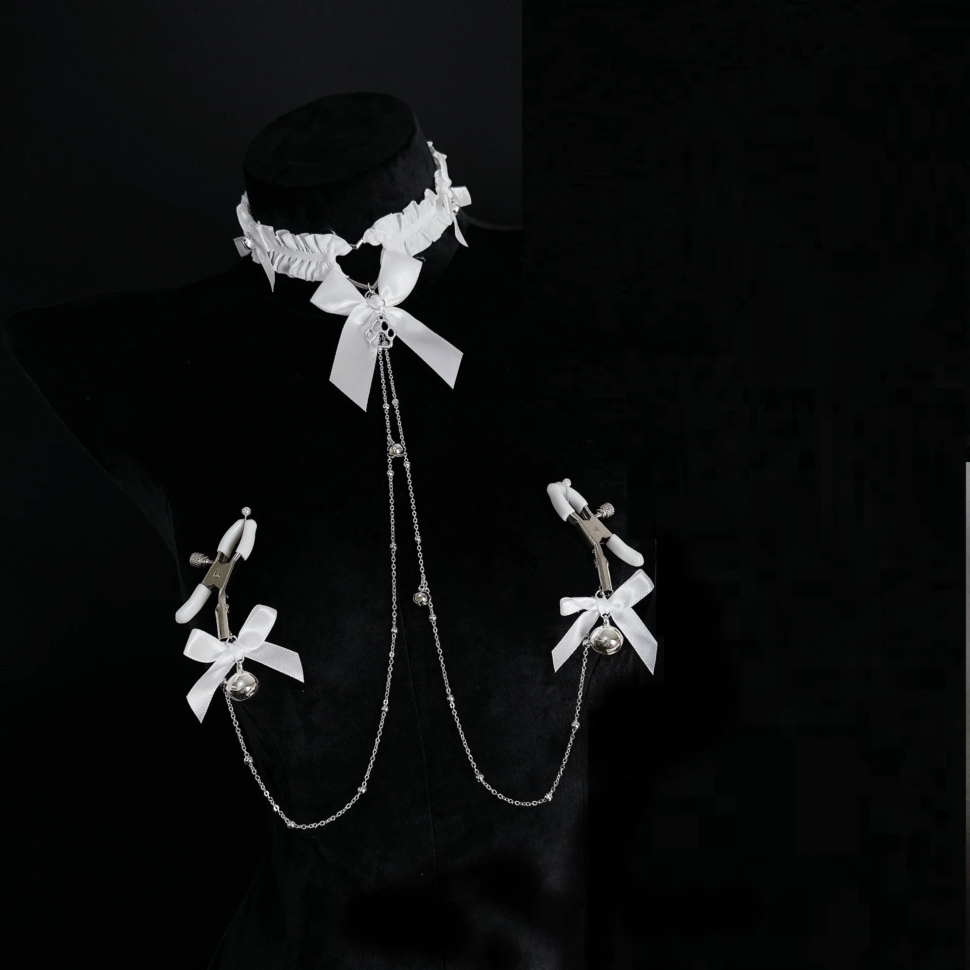 Bow Choker Nipple Clamps Body Chain Set - Image 3