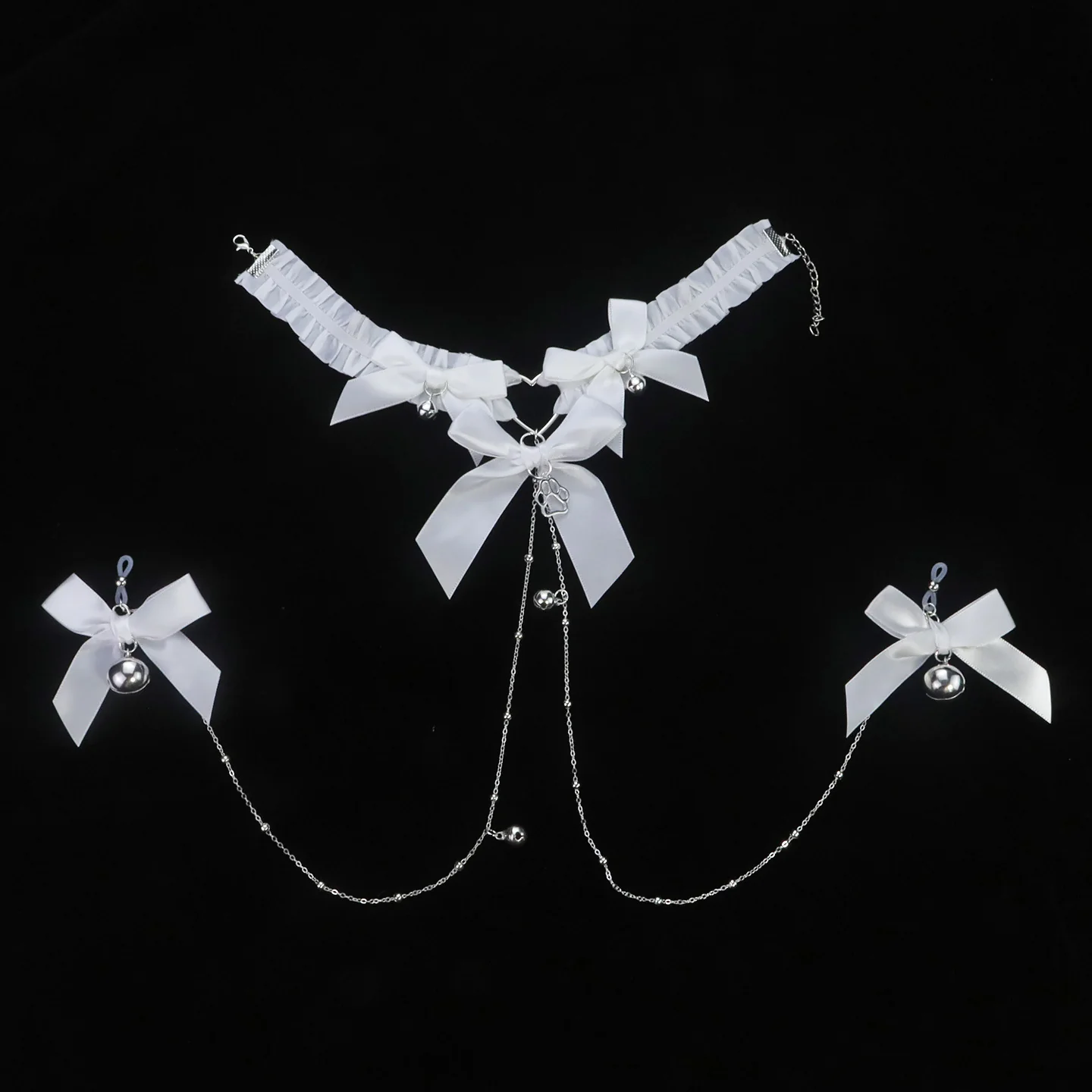 Bow Choker Nipple Clamps Body Chain Set - Image 7