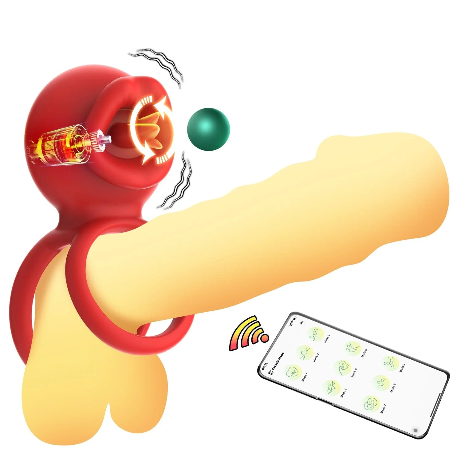 Cock Rings Clitoral Stimulator with Licking Mouth Pleasur with APP control - Image 3