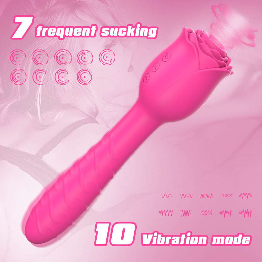 D3621 Scarlet 3-in-1 Telescopic Sucking And Shocking Handle Rose Vibrator - Image 2