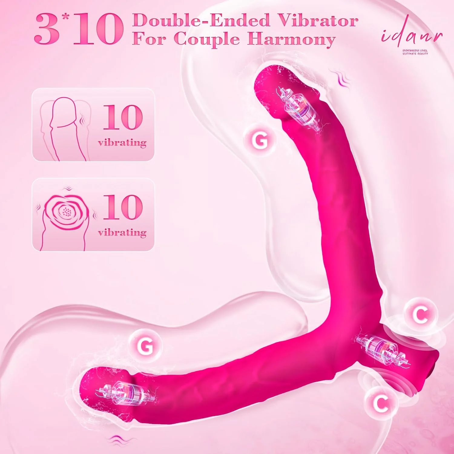 Double Ended Vibrating Rose Dildo Anal Dildo with 10 Vibrating Modes - Image 2