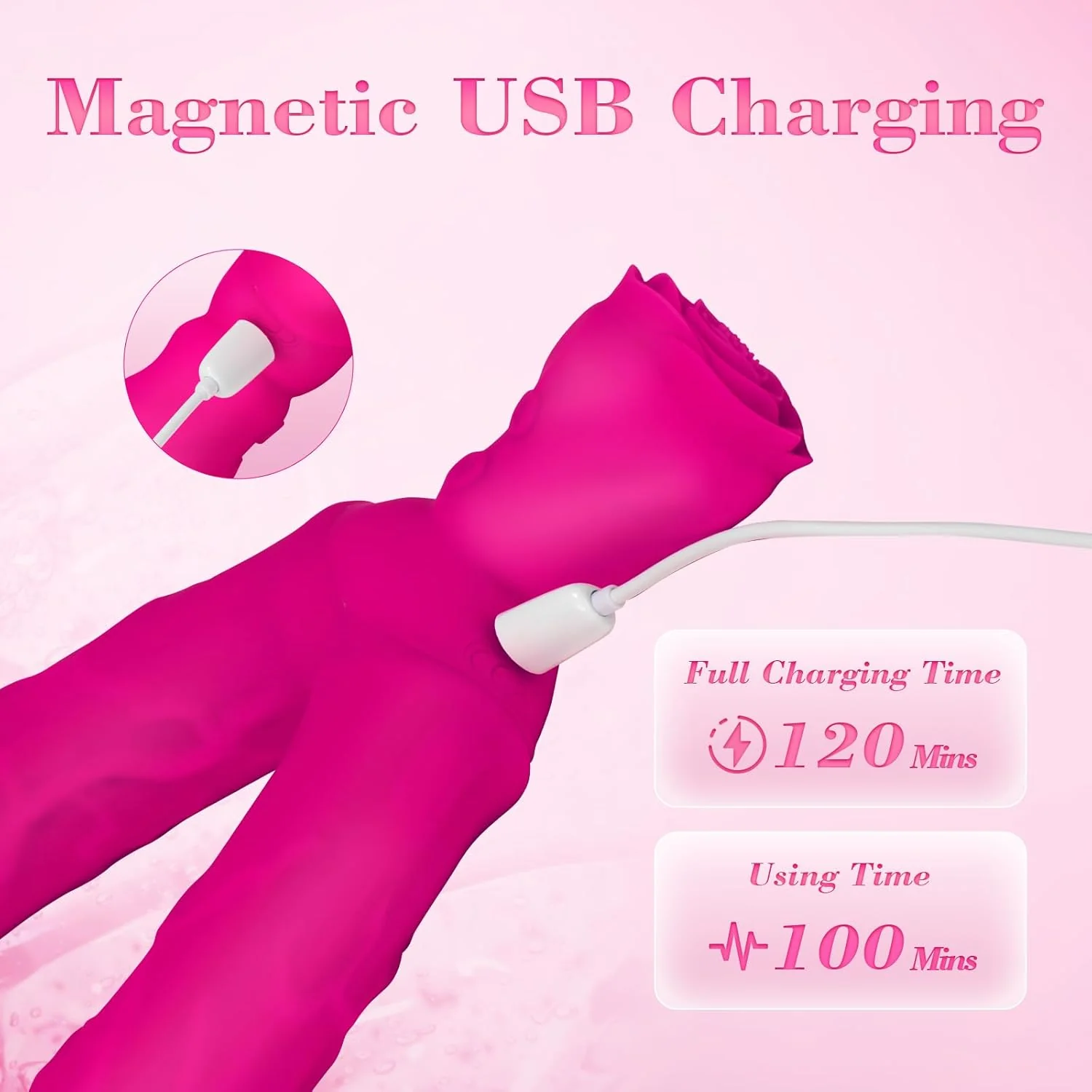 Double Ended Vibrating Rose Dildo Anal Dildo with 10 Vibrating Modes - Image 4