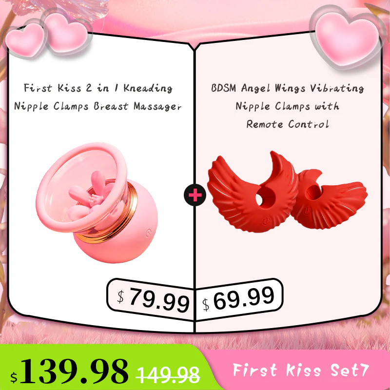 First Kiss 2 in 1 Kneading Nipple Clamps Breast Massager - Image 13