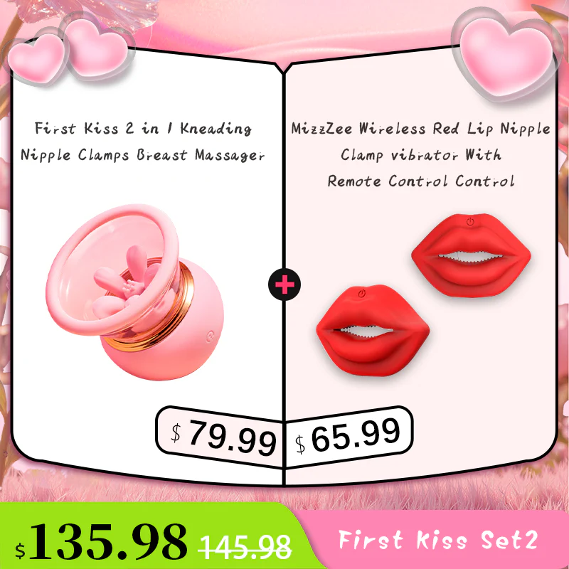 First Kiss 2 in 1 Kneading Nipple Clamps Breast Massager - Image 15