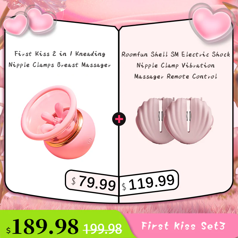 First Kiss 2 in 1 Kneading Nipple Clamps Breast Massager - Image 9