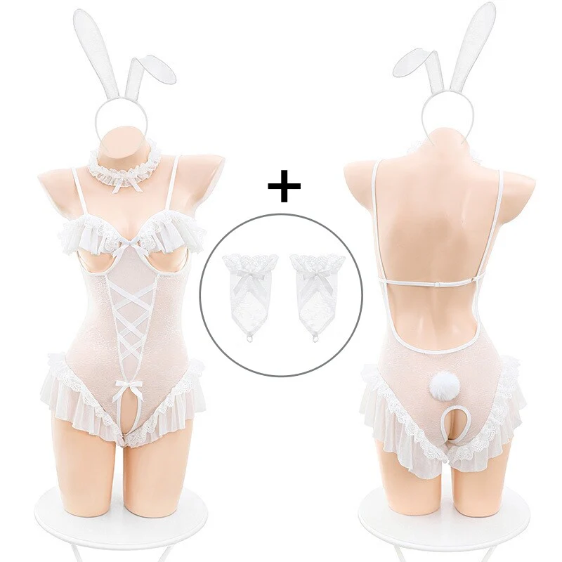 【Free Bunny Ears Headband】Lace Bunny Sexy Cosplay Bodysuit Set - Image 5