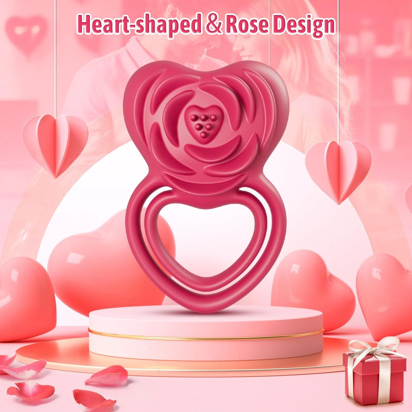 2 in 1 Vibrating Cock Ring Rose Vibrator - Image 3