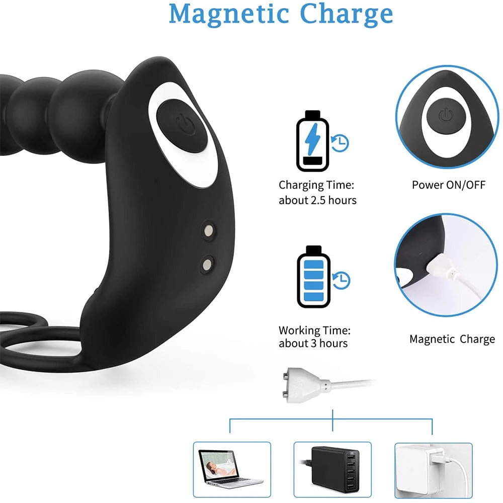 Butt Plug Anal Penis Ring Rechargeable Prostate Massager - Image 4